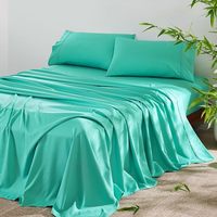 Parure de draps de luxe 4 pièces en fibre de bambou, drap plat de haute qualité à poches profondes, drap-housse rafraîchissant, taie d'oreiller soyeuse et lisse