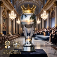 Trophée Couronne Plaqué Or et Argent de 60 cm, Conception Fabricant, Grand Trophée Métallique Gravé à la Main, Cadeau Souvenir
