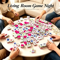 Juego de Mahjong Acrílico Rosa en Oferta, Fichas de Mahjong Americanas de Lujo para Divertirse Jugando Mahjong