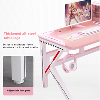 Bureau d'ordinateur rose à hauteur réglable Table de jeu LED Silla Gamer Rgb Rose cadeira de jogos bureau de jeu