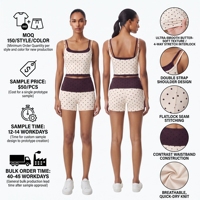 Ensemble de yoga personnalisé à pois, débardeur court à double bretelle et short taille haute, ultra doux, extensible dans les quatre sens, pour femme