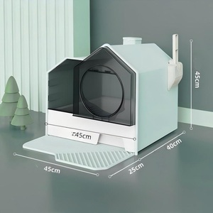 Sanitário para Gatos de Plástico Ecológico, Hermético e à Prova de Odores, Grande Capacidade <span class=keywords><strong>70L</strong></span>, Tipo Gaveta em Formato de Casa com Almofada Antiderramamento de Areia - Product Image 6