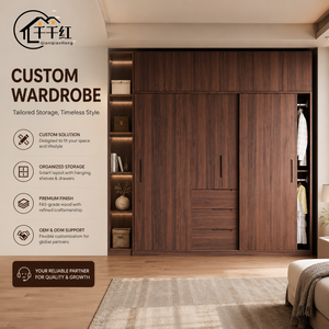 Armoire moderne avec portes coulissantes, étagères ouvertes, tiroirs et aménagement personnalisé pour chambre à coucher, appartement, villa, hôtel, projet - Product Image 2