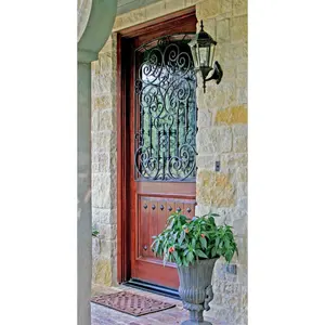 Ana ahşap kapı ızgarası tasarım demir pencere