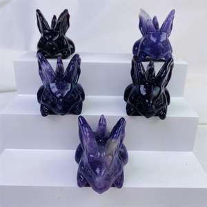 Gran oferta, cristal de lepidolita natural de alta calidad, dinosaurio de orejas grandes tallado, reiki, cristal púrpura, <span class=keywords><strong>pokeman</strong></span> para decoración de regalos - Product Image 6