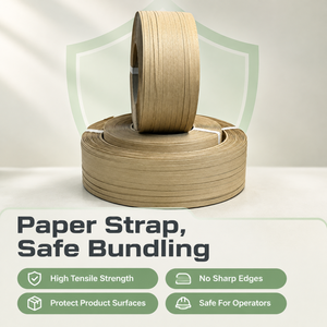 Sangle d'emballage en papier hautement écologique, bande en papier kraft recyclable pour l'emballage écologique et le regroupement de marchandises sur palette - Product Image 1