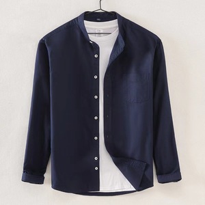 Camisas Oxford Casuales de <span class=keywords><strong>Manga</strong></span> <span class=keywords><strong>Larga</strong></span> con <span class=keywords><strong>Cuello</strong></span> <span class=keywords><strong>Mao</strong></span> para Hombre, Nuevo Estilo, 100% Algodón, Antiarrugas - Product Image 2