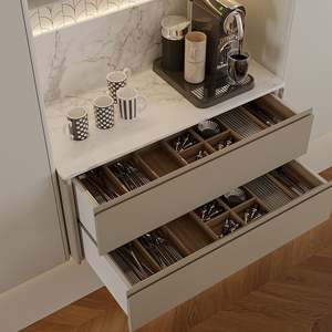 ตู้เก็บของอเนกประสงค์แบบพับได้ทันสมัย พร้อมชั้นวางไวน์ เฟอร์นิเจอร์สำหรับบ้าน ห้องรับประทานอาหาร และห้องนั่งเล่น ทำจากไม้ สำหรับห้องครัวและบ้าน - Product Image 4