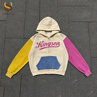 Ensemble sweat à capuche et pantalon de survêtement streetwear pour homme, imprimé personnalisé, oversize, avec motifs graphiques, strass, effet déchiré, patchwork color block