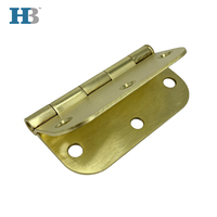 Bisagras de puerta de 3-1/2" con esquina de 5/8" de radio, de 5 nudillos, de mortaja completa, US4, de latón satinado, a granel, para puertas de madera