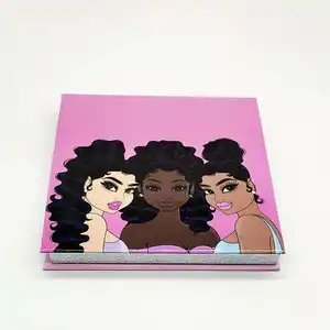 3 쌍 Lashbook 포장 거울 어플리케이터 핑크 개인 라벨 귀여운 속눈썹 포장 상자 사용자 정의 속눈썹 상자