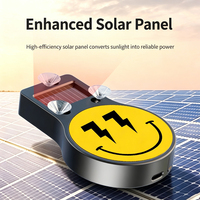 Lumière d'ambiance LED pour voiture à énergie solaire avec visage souriant Emoji, ventouse, lumière d'avertissement pour fenêtre de voiture, capteur de vibration sans fil