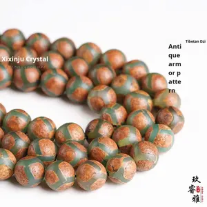 خرز كريستال جيوروييا على شكل صدفة السلحفاة القديمة، خرز عقيق مصقول، إكسسوارات يدوية الصنع من التبت، حرف ثقافية بوذية - Product Image 2