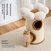Lit pour chat en sisal, arbre à chat pliable à double niveau, gain de place, design baril à motifs, pour petits logements, utilisation quatre saisons, compact