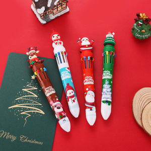 Christmas 10 Color Ballpoint <b>Pen</b> <b>Multi</b> <b>Colored</b> Ink Plastic Novelty <b>Pen</b> For Office School Use - Product Image 4