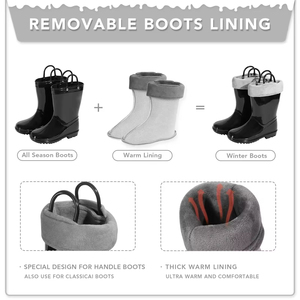 Bottes de pluie en PVC pour enfants YL-25256, personnalisées, noires, tendance, mi-mollet, résistantes à l'eau - Product Image 2