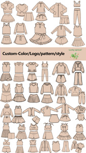 Completo 3 Pezzi per Bambine: Felpa Corta a Righe a Maniche Lunghe, Gonna Plissettata e Top Tinta Unita - Set Casual Quotidiano per Yoga - Product Image 5