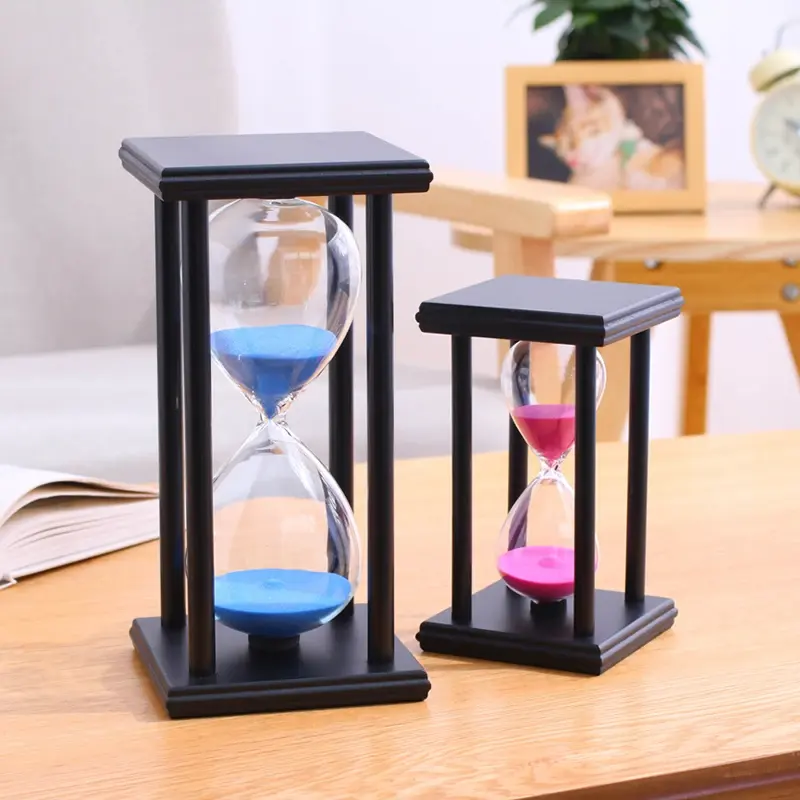 Sablier en verre 30/60 Minutes cadeaux créatifs décor de chambre bureau cuisine décor anniversaire horloge de sable en bois sablier vente en gros