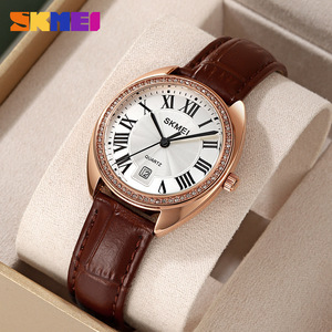 Skmei Women's Quartz Watch Round Analog Leather Strap With Calendar Feature Rose Gold Case - Product Image 3