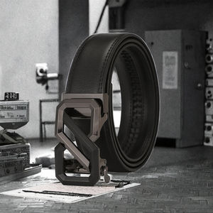 Cinturón de piel de vaca genuina para hombre, cómodo estilo informal y de negocios a la moda con aleación automática para hebilla con logotipo personalizado - Product Image 2