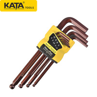 Набор удлиненных шестигранных ключей Kaida Tools с шаровой головкой, метрический, 9 предметов, античная бронза, сталь S2, KT6002