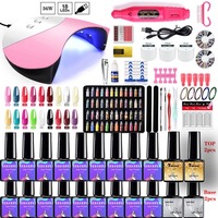 Kit d'outils de manucure professionnel complet pour débutants en salon de manucure avec base non toxique, fonction d'élimination des peaux mortes et séchage rapide