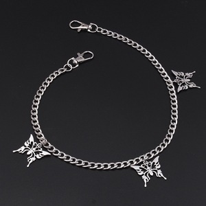 Cadena de cintura de mariposa de acero inoxidable unisex, cadena corporal estilo hip hop, cadena sencilla de una sola capa para uso diario, color blanco K - Product Image 1