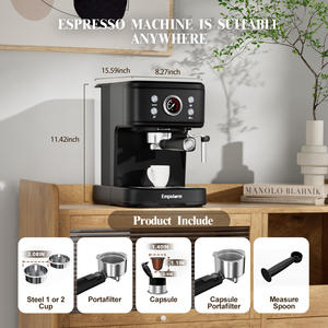 Empstorm 04E Máquina de café espresso semiautomática negra Stock local de la UE 220V-Estilo italiano Compatible con cápsulas <span class=keywords><strong>Nespresso</strong></span> - Product Image 3