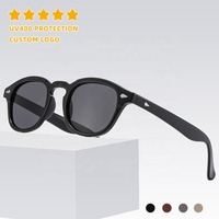 Vente en gros d'usine, lunettes de soleil de haute qualité, logo personnalisé, marque privée, style vintage rétro, monture ronde noire, UV400, pour hommes et femmes