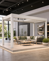 Pergola motorisée en aluminium pliable Greenawn, pergola de luxe pour l'extérieur, imperméable, toit rétractable à lamelles