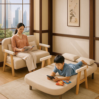 Canapé-lit pliable moderne avec structure en bois massif, gain de place pour chambre et appartements, lit extensible simple/double