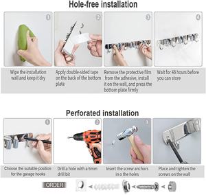 Soporte de pared <span class=keywords><strong>para</strong></span> escoba y fregona, colgador de escoba resistente de acero inoxidable <span class=keywords><strong>para</strong></span> lavandería, habitación, garaje y baño - Product Image 5