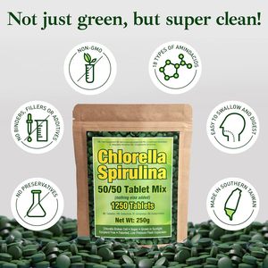 Comprimés de Spiruline et de Chlorelle, Complément Super Greens pour la Détoxification, le Renforcement Immunitaire, l'Énergie et le Soutien Nutritionnel Quotidien - Product Image 2