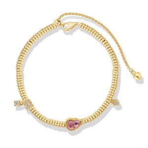 Bracelets Dylam haut de gamme, luxueux, plaqués or 18 carats, perles en argent 925, chaîne, zircone 5A, tourmaline naturelle - Product Image 1