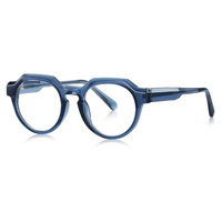 Lunettes de lecture unisexes rondes anti-lumière bleue LS005, monture PC pleine bordure, verres AC, adaptées aux visages en forme de losange, motif uni, logo personnalisé