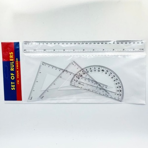 Juego de Reglas Geométricas Promocionales de Plástico, Regla Recta con Escala en Pulgadas y Centímetros, 30 cm, con Logotipo Personalizado, Juego de 4 Reglas - Product Image 1