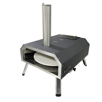 Four à pizza professionnel moderne de 12 pouces en acier inoxydable pour extérieur, sur chariot, hauteur réglable, avec plateau en pierre - Autonome