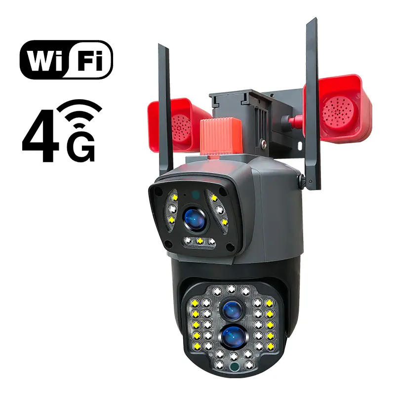 4G/WiFi Doppelobjektiv Doppelscreen KI menschliche Überwachung 10 X Zoom Außennetzwerk WLAN Sicherheitsüberwachung IP PTZ CCTV Kamera
