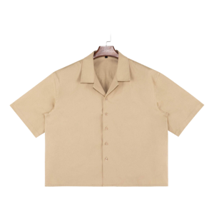 Chemise d'été tricotée anti-boulochage décontractée unie à manches courtes pour homme, personnalisable - Product Image 1