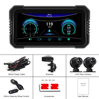 Podofo Écran portable 6,2 pouces pour moto Carplay/Android Auto BT WiFi IP68 étanche avec 2 caméras BSD Personnalisation ODM