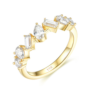 10K Yellow Gold Rings for Women Round Cut Luxury Jewelry for Engagement <b>Wedding</b> <b>Anniversary</b> Ring D Moissanite GRA Jewelry - Product Image 1