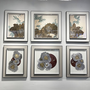 Cuadros Decorativos de Lujo con Relieve 3D para Hoteles Contemporáneos, Obras de Arte de Estilo Chino, Arte Mural de Alta Gama para Vestíbulos/Habitaciones de Hotel - Product Image 1