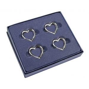 Juego de 4 servilleteros con forma de corazón en tono plateado para decoración de mesa - Product Image 2