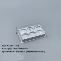 Boîte d'emballage carrée pour macarons en PET transparent à 6 cavités avec base blanche, conteneur en plastique jetable pour macarons, biscuits, desserts ronds