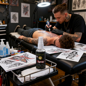 Etiqueta personalizada + oferta de muestra gratis-Crema de tatuaje sin dolor Serie de suministros de tatuaje en aerosol de 30ml, cuidado posterior de PMU para uso en estudio de arte - Product Image 2