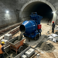 Bétonnière mobile à tambour : Équipement de mélange de béton à fonctionnement stable pour le mélange de sable, gravier, mortier et matériaux de construction