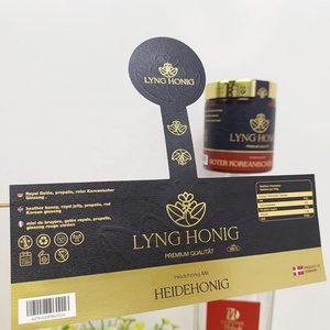 Cá Nhân Mật Ong Nhãn Vàng Lá Chống Ẩm Giấy Mật Ong Sticker Biểu Tượng Tùy Chỉnh Thiết Kế Tùy Chỉnh Thực Phẩm Nhãn Cho Chai Thủy Tinh - Product Image 1