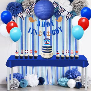 Nicro-ensemble de décorations pour premier <span class=keywords><strong>anniversaire</strong></span> de bébé, thème océ<span class=keywords><strong>an</strong></span> nautique, ancre marin, décorations, fournitures de fête prénatale, pour garçons, - Product Image 5