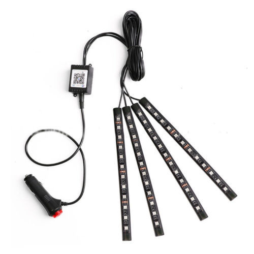RGB imperméable à l'eau intérieur de voiture lumières d'atmosphère musique son activé voiture led éclairage