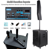 Bocinas Portátiles con Ruedas de 15 Pulgadas BT para Exteriores, Iglesia, Escenario, Hogar y DJ, Sistema PA Profesional Activo de Columna Line Array a Batería